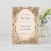 Invitation Elegant Ribbon Mask Mardi Gras Masquerade (Debout devant)