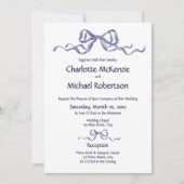 Invitation Elegant Ribbon Navy & White Romantic Wedding  (Devant)