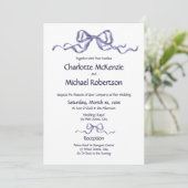 Invitation Elegant Ribbon Navy & White Romantic Wedding  (Debout devant)