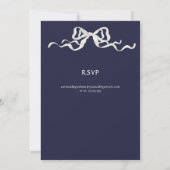 Invitation Elegant Ribbon Navy & White Romantic Wedding  (Dos)