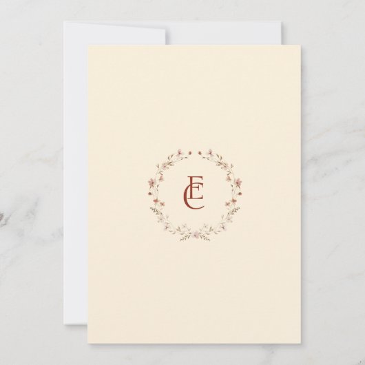 Invitation Elégant Rococo Monogramme Floral Rustique Mariage (Dos)