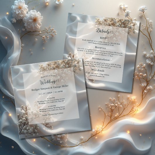 Invitation Elegant romantic babys breath floral wedding 