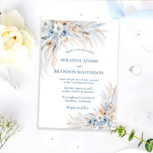 Invitation Elegant Romantic Blue Floral Boho Wedding