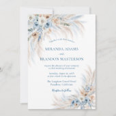Invitation Elegant Romantic Blue Floral Boho Wedding (Devant)
