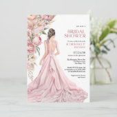 Invitation Elegant Romantic Blush Roses Floral Bridal Shower (Debout devant)