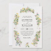 Invitation Elegant Romantic Bustling Flowers QR Code Wedding (Devant)