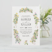 Invitation Elegant Romantic Bustling Flowers QR Code Wedding (Debout devant)