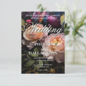 Invitation Elegant romantic dark moody floral Wedding (Debout devant)