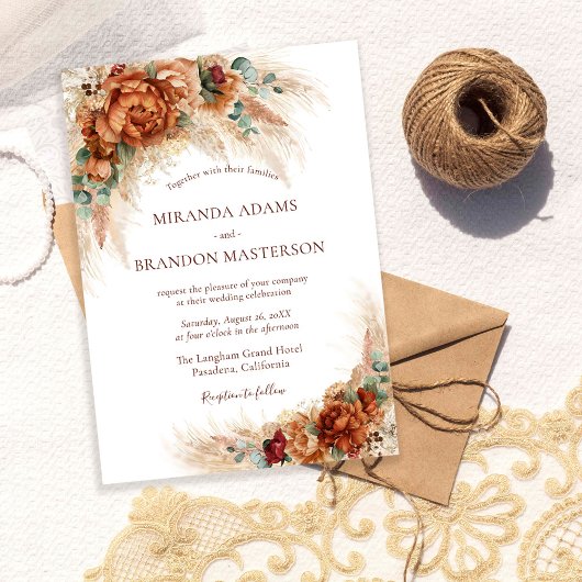 Invitation Elegant Romantic Floral Boho Wedding