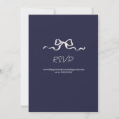 Invitation Elegant Romantic Navy Ribbon & Bow Wedding (Dos)