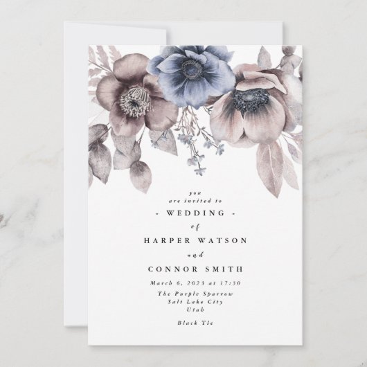 Invitation Elégant romantique Aquarelle Mariage floral (Devant)