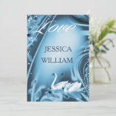 Invitation Elégant Romantique Bleu Cygne Amour Mariage Invite (Debout devant)