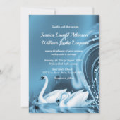 Invitation Elégant Romantique Bleu Cygne Amour Mariage Invite (Dos)