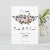 Invitation Élégant Romantique Blush Pink Garden Rose Mariage (Debout devant)