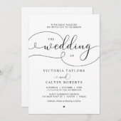 Invitation Élégant romantique calligraphie Script Mariage Inv (Devant / Derrière)