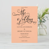 Invitation Élégant romantique Calligraphie Script Peach Maria (Debout devant)