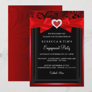 Invitation Élégant Romantique Coeur Engagement Partie Invitat