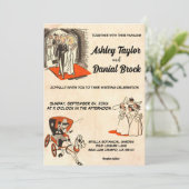 Invitation Élégant romantique Couple Comic Mariage à thème li (Debout devant)