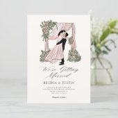 Invitation Élégant romantique dessiné à la main nous nous mar (Debout devant)