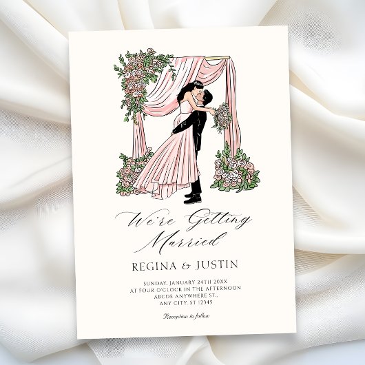 Invitation Élégant romantique dessiné à la main nous nous mar
