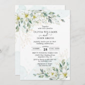 Invitation Elégant Romantique Eucalyptus verdure - F001 Invit (Devant / Derrière)