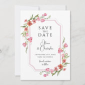 Invitation Élégant Romantique Floral Photo Enregistrer La Dat (Devant)