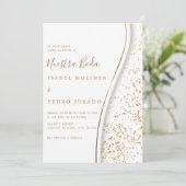 Invitation Élégant Romantique Gold Nuestra Boda Mariage espag (Debout devant)