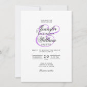 Invitation Élégant Romantique Mariage classique Script violet (Devant)