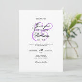 Invitation Élégant Romantique Mariage classique Script violet (Debout devant)