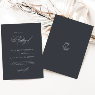 Invitation Élégant romantique Monogramme Classé Mariage
