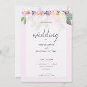 Invitation Elégant Romantique Peach Flowers Aquarelle Art (Devant)