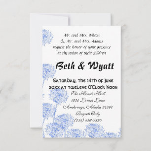 Invitation Élégant Romantique Pissenlit Bleu Mariage Romantiq