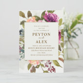 Invitation Élégant Romantique Plum Peach Sage Green Mariage (Debout devant)