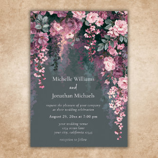 Invitation Élégant Romantique Rose Mauve Rose Florale Mariage