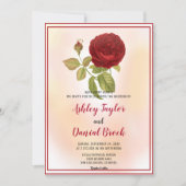 Invitation Élégant romantique Rose rouge Dusty Floral Mariage (Devant)