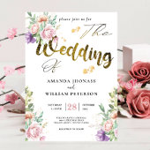 Invitation Elégant romantique Succulents Gold Greenery Mariag