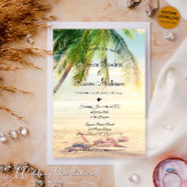 Invitation Elégant Romantique Tropical Plam Beach Mariage