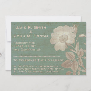 Invitation Elégant Rose antique Vintage Verdigris Patina