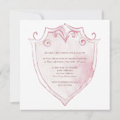 Invitation Élégant rose Aquarelle Crest Baptême (Dos)