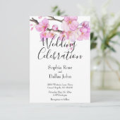 Invitation Elégant rose aquarelle fleurs florales mariage (Debout devant)