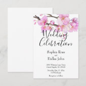 Invitation Elégant rose aquarelle fleurs florales mariage (Devant / Derrière)