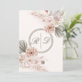 Invitation Elégant rose Aquarelle Floral Monogramme Mariage d (Debout devant)