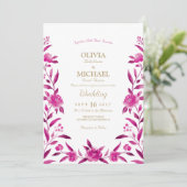 Invitation Elégant rose Aquarelle florale Chinoiserie Mariage (Debout devant)