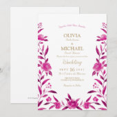 Invitation Elégant rose Aquarelle florale Chinoiserie Mariage (Devant / Derrière)