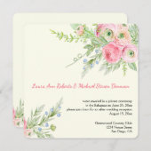Invitation Elégant rose aquarelle papier Rose Mariages (Devant / Derrière)