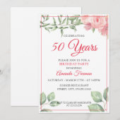 Invitation Elégant rose Aquarelle Rose Mère Anniversaire (Devant / Derrière)