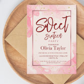 Invitation Elégant rose aquarelle script moderne Sweet 16