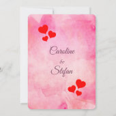Invitation Élégant rose aux Coeurs rouges Mariage de Valentin (Dos)