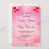 Invitation Élégant rose aux Coeurs rouges Mariage de Valentin (Devant)