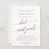 Invitation Élégant Rose Bat mitzvah de calligraphie or (Devant)